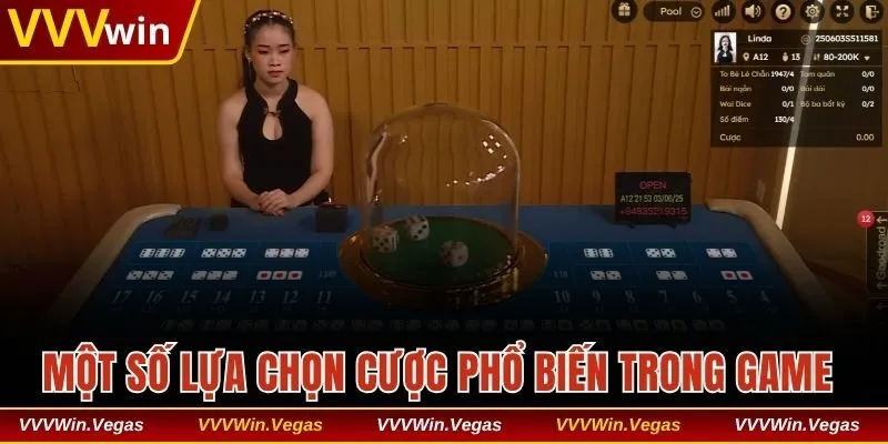 Một số lựa chọn cược phổ biến trong game